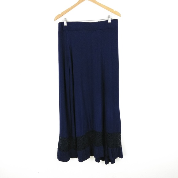 Navy Blue Boho Maxi Skirt  - 1X - Picture 1 of 4